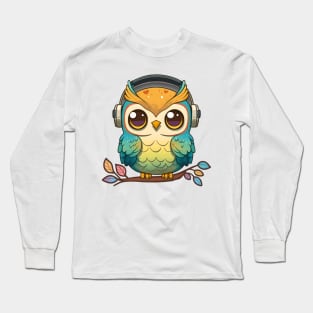 Musical Owl Perched on a Colorful Tree Long Sleeve T-Shirt